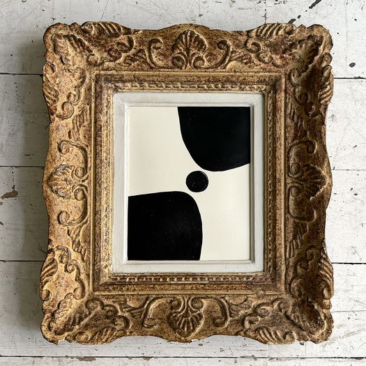 A Monochrome Abstract Acrylic on Paper by Margot Sinclair in Antique Montparnasse Frame