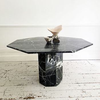 A 1970's French Black Octagonal Marble Centre Dining Table