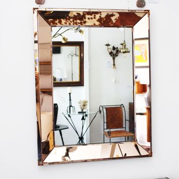 A 1940's French Amber Double Framed Mirror