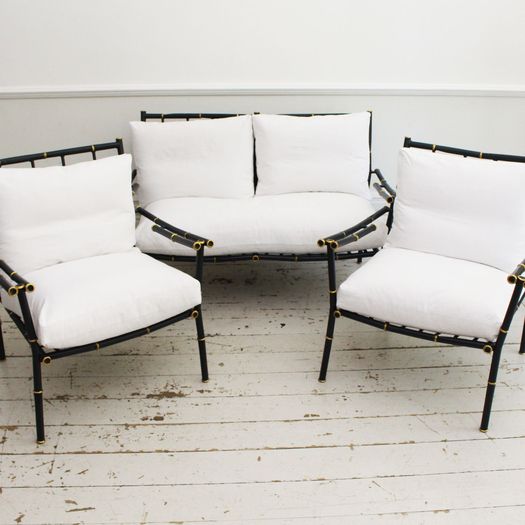 A Fine 1950's French Faux Bamboo Painted Metal Suite
