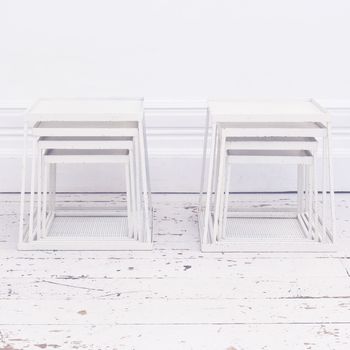A Pair of 1950's Perforated Modular Obelisk Plant Stands or Side Tables