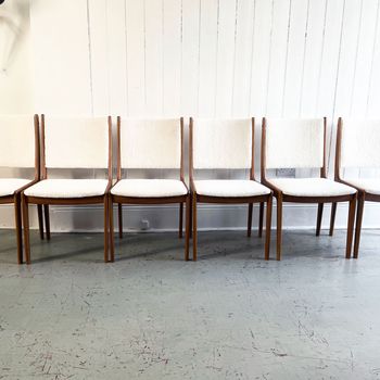 A Set of Six Mid Century Danish Sheepskin Dining Chairs