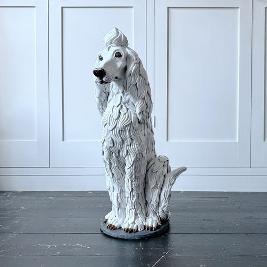 A Large 1940's Spanish White Ceramic Poodle Sculpture