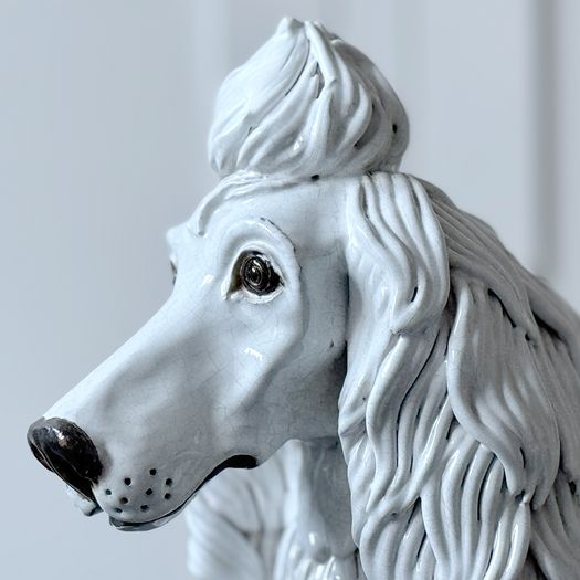 A Large 1940's Spanish White Ceramic Poodle Sculpture