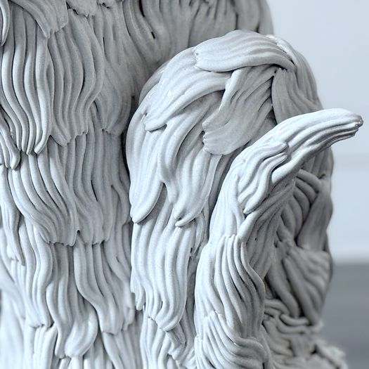 A Large 1940's Spanish White Ceramic Poodle Sculpture