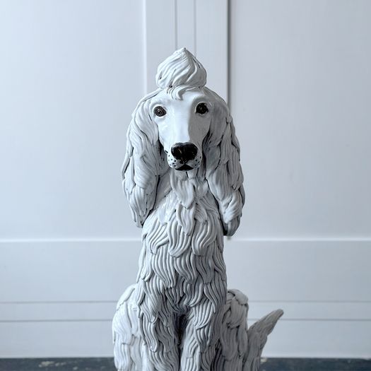 A Large 1940's Spanish White Ceramic Poodle Sculpture