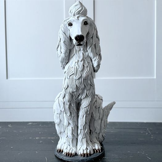 A Large 1940's Spanish White Ceramic Poodle Sculpture