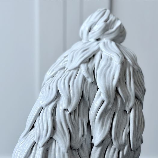 A Large 1940's Spanish White Ceramic Poodle Sculpture