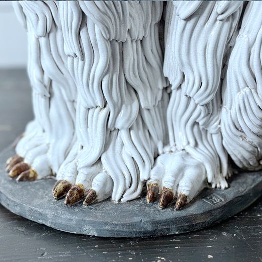 A Large 1940's Spanish White Ceramic Poodle Sculpture