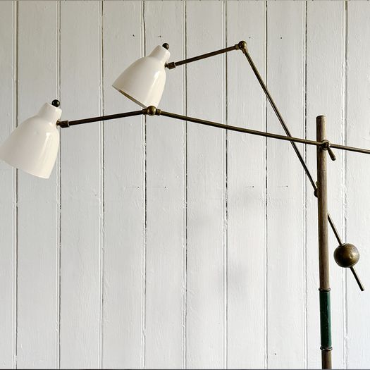 A 1950's Italian Two Arm Articulated Standing Lamp