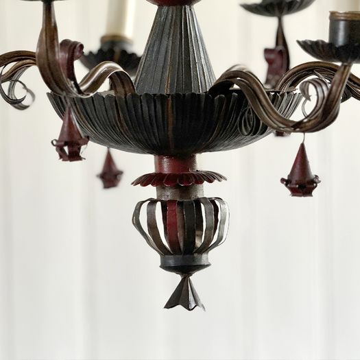 An Unusual 1950's Spanish Polychrome Tole Chandelier