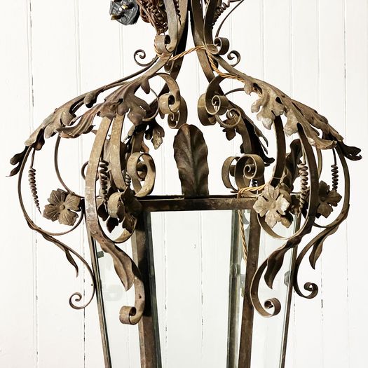 A Very Large and Ornate Napoleon III Wrought Iron and Tole Lantern