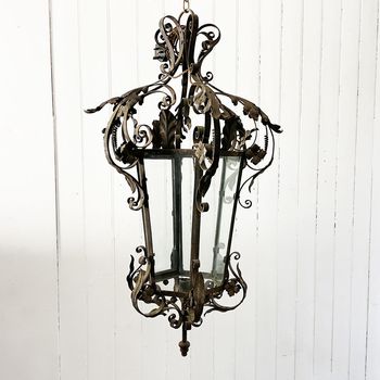 A Very Large and Ornate Napoleon III Wrought Iron and Tole Lantern
