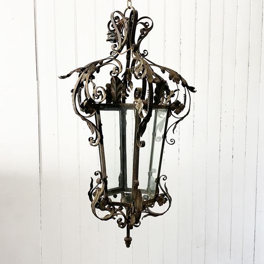 A Very Large and Ornate Napoleon III Wrought Iron and Tole Lantern