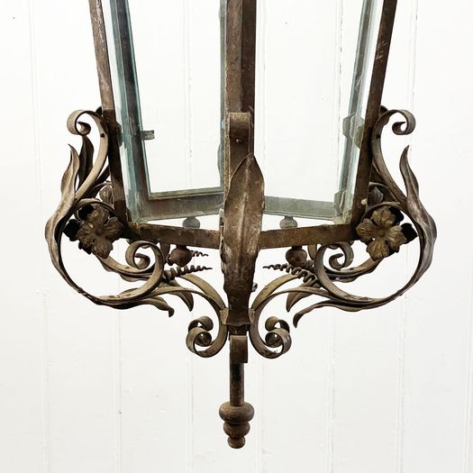 A Very Large and Ornate Napoleon III Wrought Iron and Tole Lantern