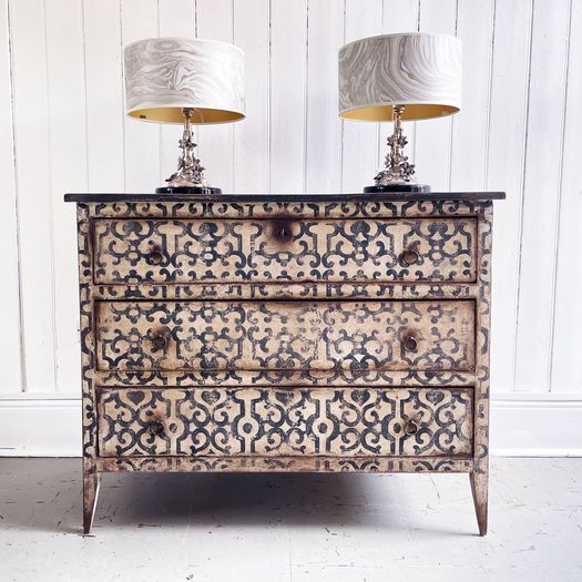 A Painted 19th C Three Drawer Italian Commode