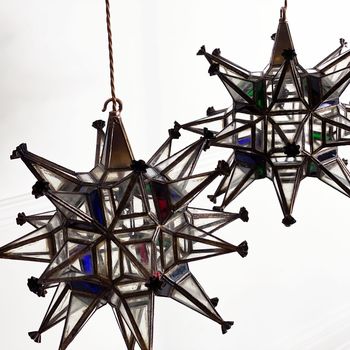 A Pair of 1950's Moroccan Star Lantern Pendants