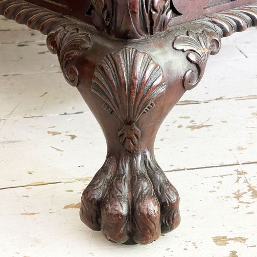 A Majestic Pair of 19th C Carved Mahogany Armchairs
