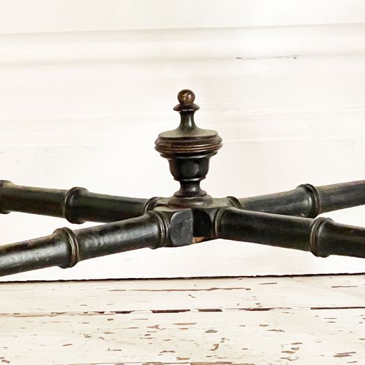 A Pair of Spanish 19th C Ebonised Faux Bamboo Stools