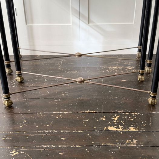 A 1950's French Brass Polychrome & Glass Console Table by Maison Jansen M