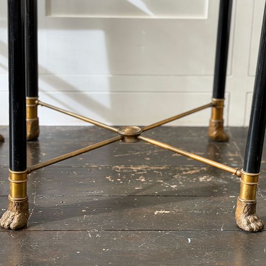 A Pair of 1950's French Brass Polychrome & Glass Side Tables by Maison Jansen