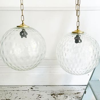 A Large Pair of 1960's French Bobble Glass Globes Pendant Lights