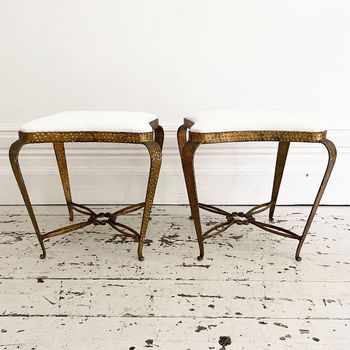 A Pair of Pier Luigi Colli Hammered Metal Stools