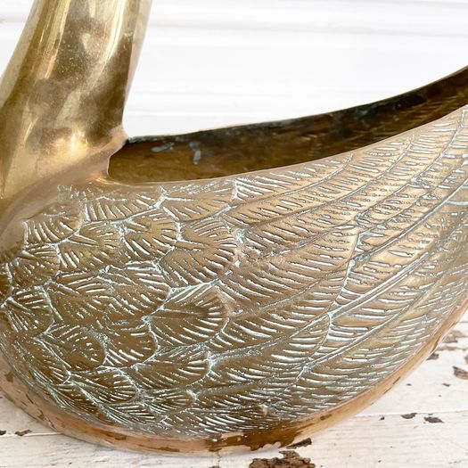 A Pair of 1950's American Brass Swan Planters