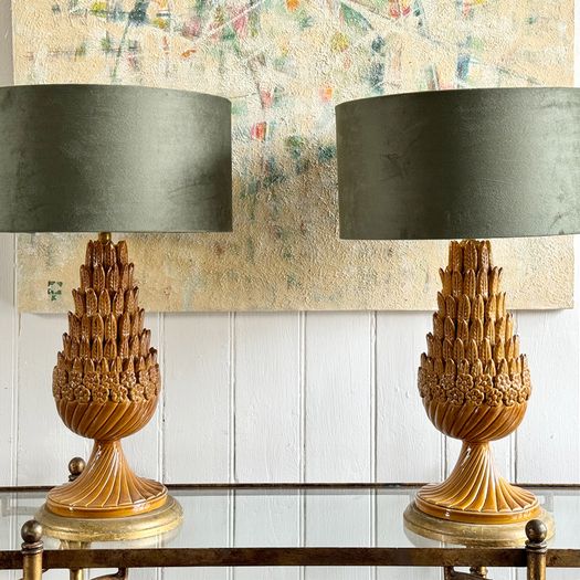 A Pair of 1960's Casa Pupo Ceramic Table Lamps - Tan