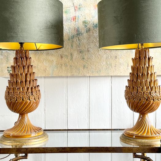 A Pair of 1960's Casa Pupo Ceramic Table Lamps - Tan