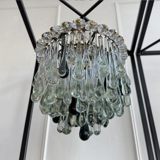A Spectacular Pair of 1960's Murano Glass Drop Chandeliers