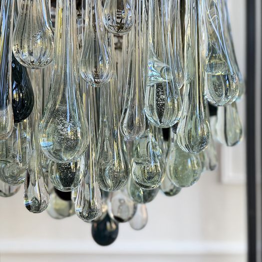 A Spectacular Pair of 1960's Murano Glass Drop Chandeliers