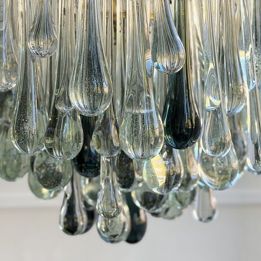 A Spectacular Pair of 1960's Murano Glass Drop Chandeliers