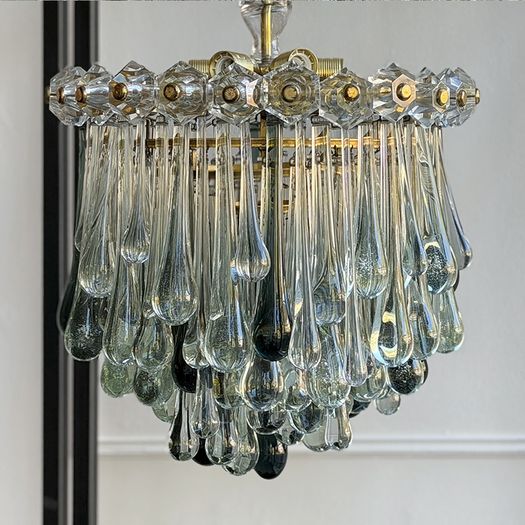 A Spectacular Pair of 1960's Murano Glass Drop Chandeliers