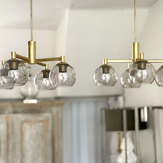 A Pair of 1970's French Brass Plated Pendant Lights with Original Glass Shades