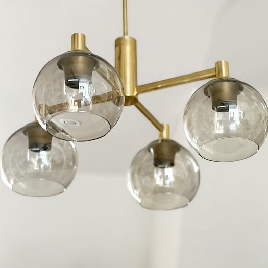 A Pair of 1970's French Brass Plated Pendant Lights with Original Glass Shades