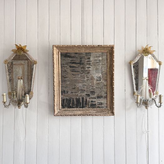A Large Pair of Late 19th C Venetian Murano Mirror Appliques