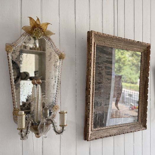A Large Pair of Late 19th C Venetian Murano Mirror Appliques