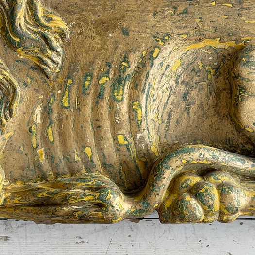 A Large Pair of 18th C Hand Carved Chinese Foo Dog Wall Sculptures