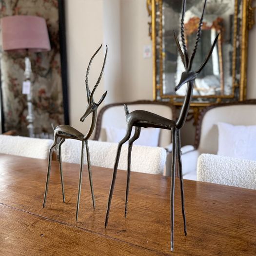 A Pair of 1950's Congolese Brass Gazelle Sculptures