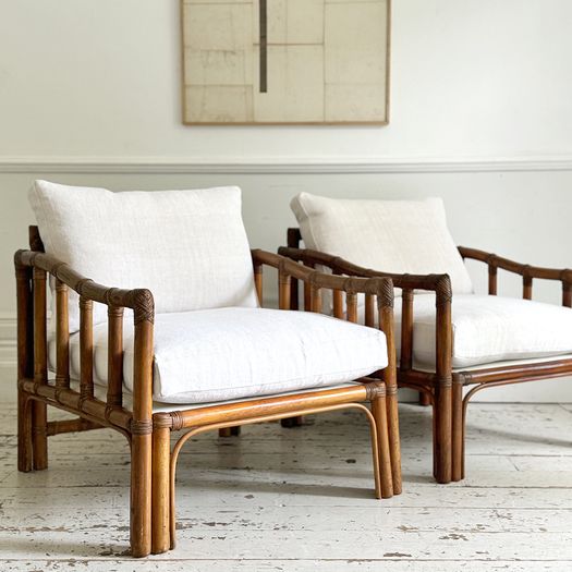 A Pair of 1960's French Bamboo Armchairs