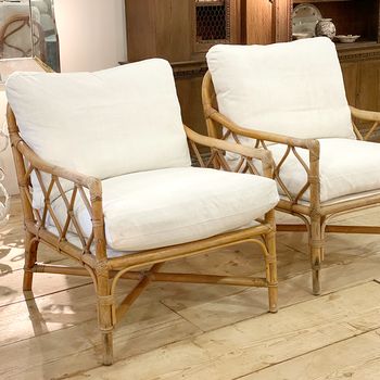 A Pair of 1960's French Bamboo and Rattan Armchairs