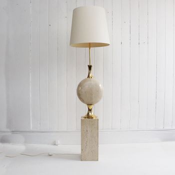 A 1970's Very Large Sculptural Travertine Floor Light by Philippe Barbier