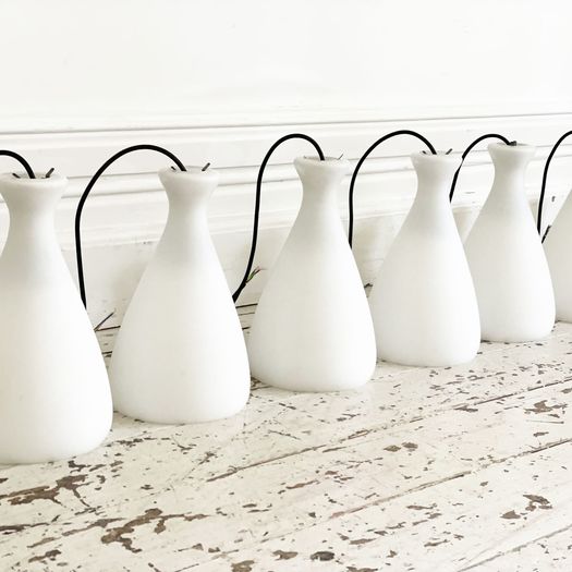 A Set of 8 1950's Opaline Pendant Lights