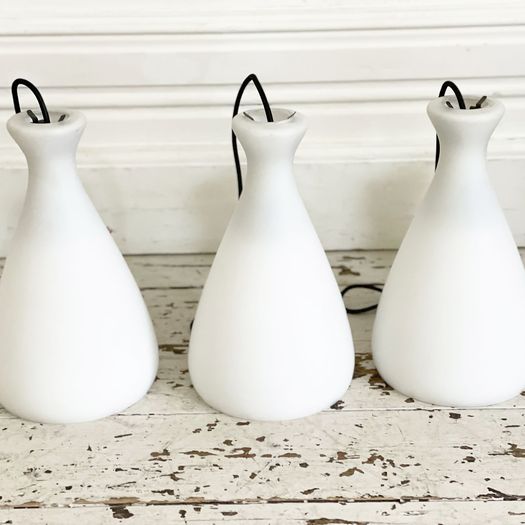 A Set of 8 1950's Opaline Pendant Lights