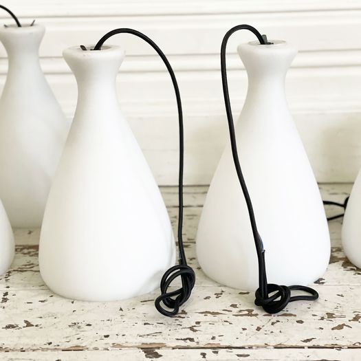A Set of 8 1950's Opaline Pendant Lights