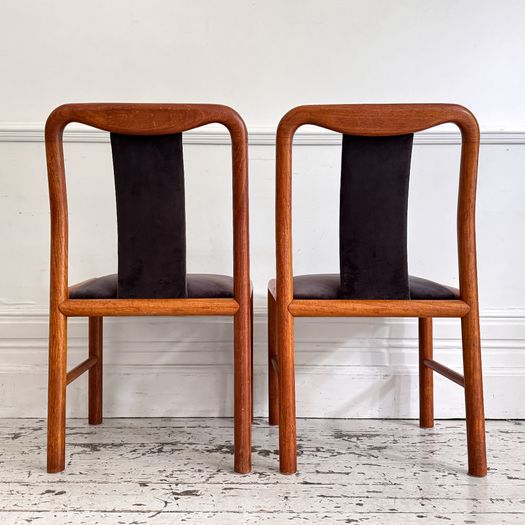 A Set of 6 1960's Danish Dining Chairs in Dark Brown Velvet by Boltinge