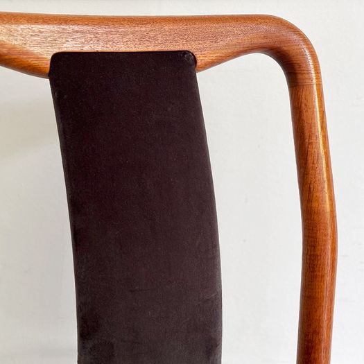 A Set of 6 1960's Danish Dining Chairs in Dark Brown Velvet by Boltinge