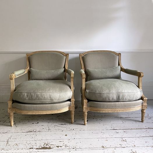 An Outstanding Pair of Louis XVI Style Napoleon III Marquise Armchairs