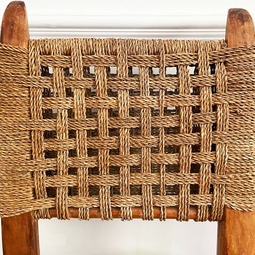 A Set of Four Mid Century Spanish Rope and Wood Chairs